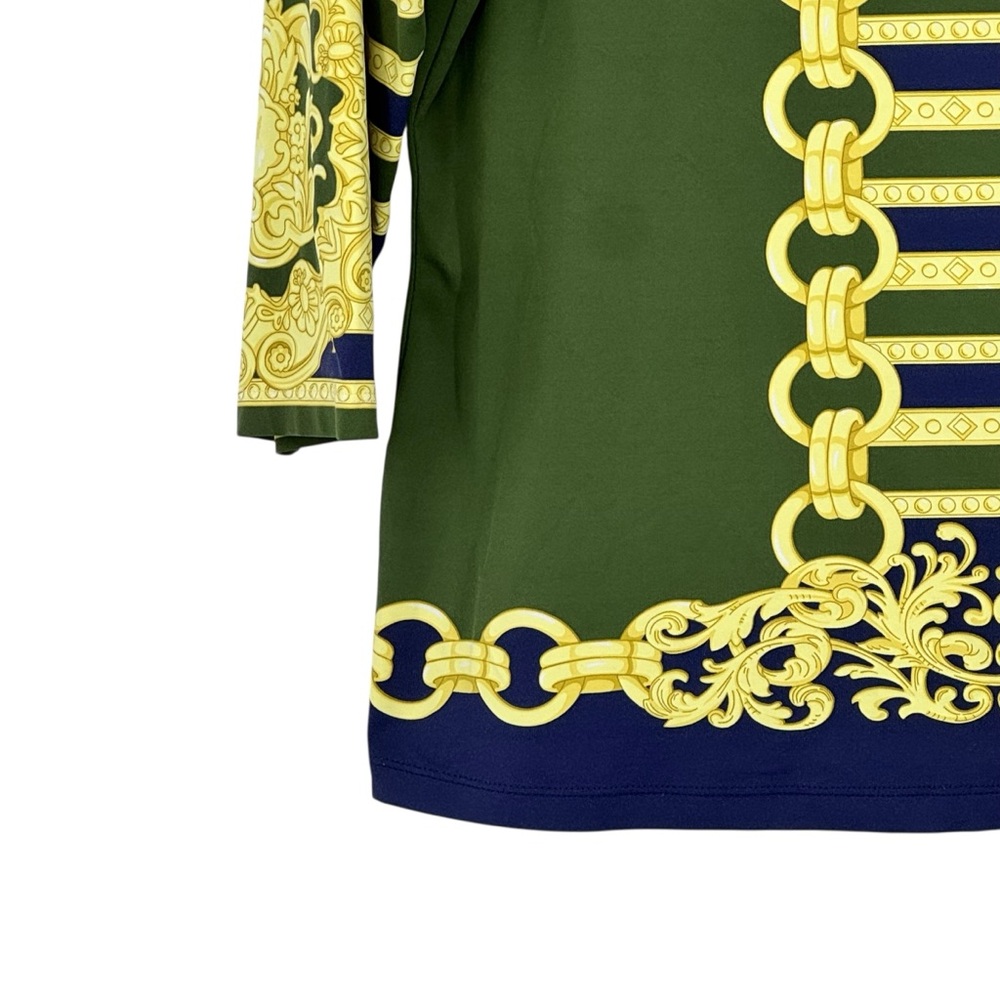 Womens J McLaughlin Size XL Green/Blue/Yellow Nylon/Spandex Printed LS Shirt Top - Picture 5 of 10